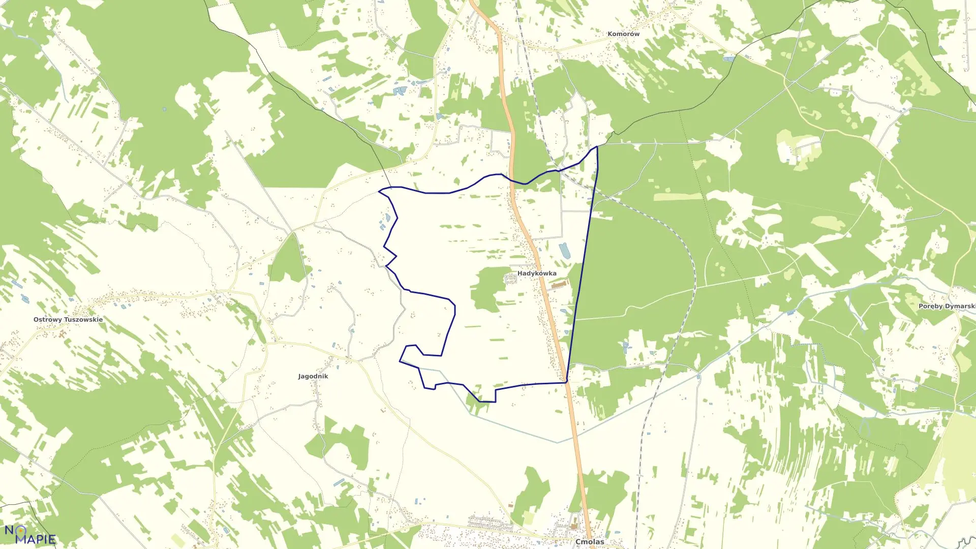 Mapa obrębu Hadykówka w gminie Cmolas