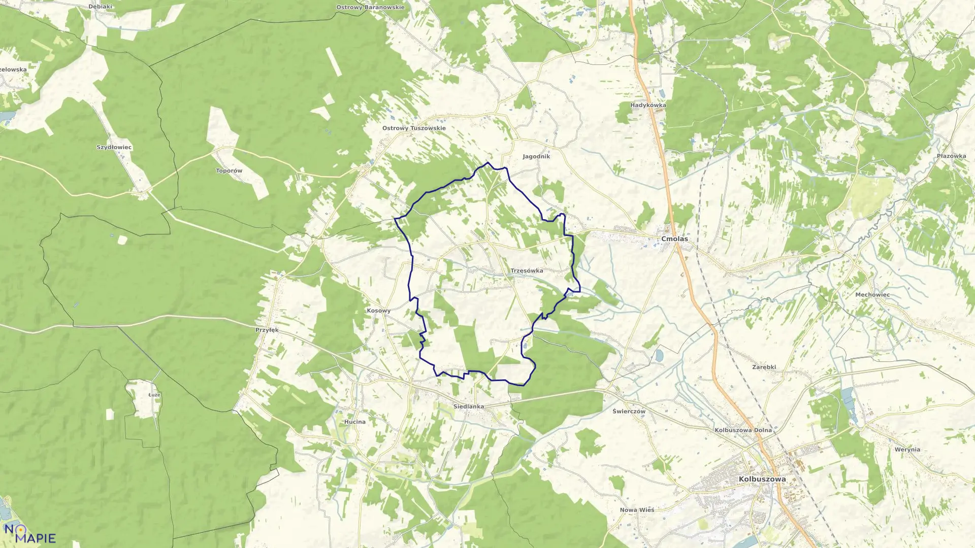 Mapa obrębu Trzęsówka w gminie Cmolas